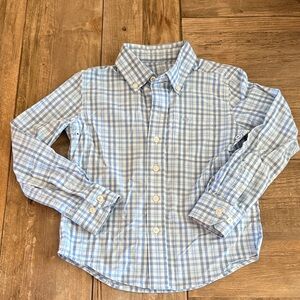 Southern Tide Blue Plaid Boys Button Down Shirt XS 4/5